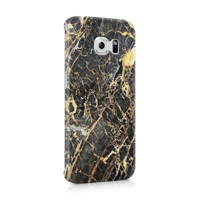 Skal till Samsung Galaxy S6 Edge - Marble - Svart/Gul