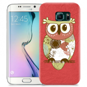 Skal till Samsung Galaxy S6 Edge - Orientalisk uggla - Röd