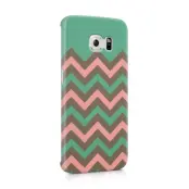 Skal till Samsung Galaxy S6 Edge - Ränder - Grön/Rosa