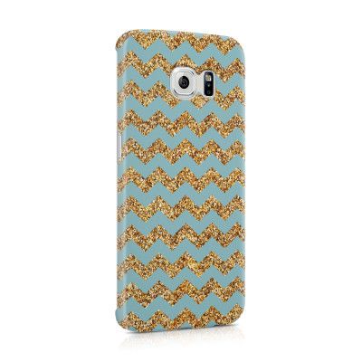 Skal till Samsung Galaxy S6 Edge - Ränder - Guld/Blå