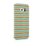 Skal till Samsung Galaxy S6 Edge - Ränder - Guld/Grön