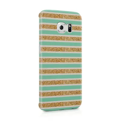 Skal till Samsung Galaxy S6 Edge - Ränder - Guld/Grön