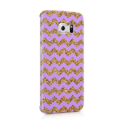 Skal till Samsung Galaxy S6 Edge - Ränder - Guld/Lila