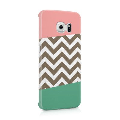 Skal till Samsung Galaxy S6 Edge - Ränder - Mörkgrön/Rosa