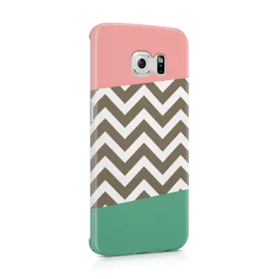 Skal till Samsung Galaxy S6 Edge - Ränder - Mörkgrön/Rosa