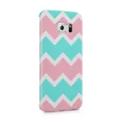 Skal till Samsung Galaxy S6 Edge - Ränder - Mint/Rosa