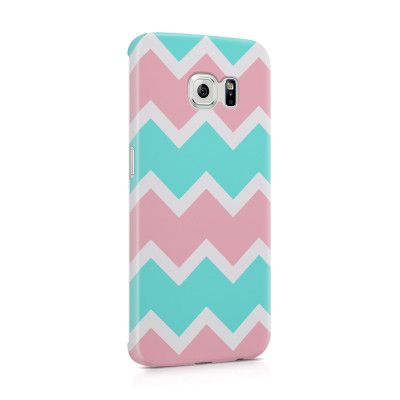 Skal till Samsung Galaxy S6 Edge - Ränder - Mint/Rosa