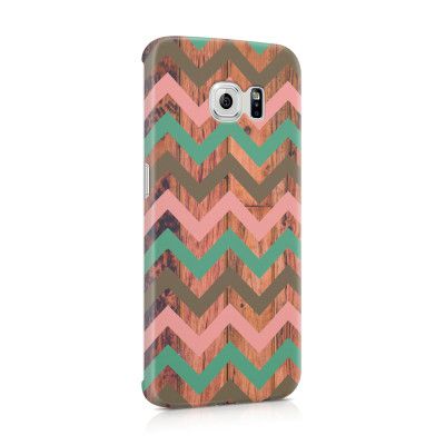 Skal till Samsung Galaxy S6 Edge - Ränder - Rosa/Wood