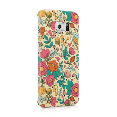 Skal till Samsung Galaxy S6 Edge - Retro Blommor - Beige