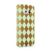 Skal till Samsung Galaxy S6 Edge - Rutig - Guld/Mint