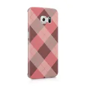 Skal till Samsung Galaxy S6 Edge - Rutig - Rosa/Grå