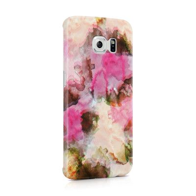 Skal till Samsung Galaxy S6 Edge - Vattenfärg - Svart/Ljusrosa