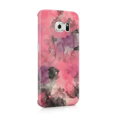 Skal till Samsung Galaxy S6 Edge - Vattenfärg - Svart/Rosa