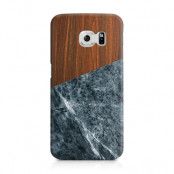 Skal till Samsung Galaxy S6 Edge - Wooden Marble Dark B