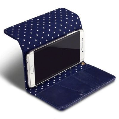 Trifold Plånboksfodral till Samsung Galaxy S6 Edge+ (Blå)