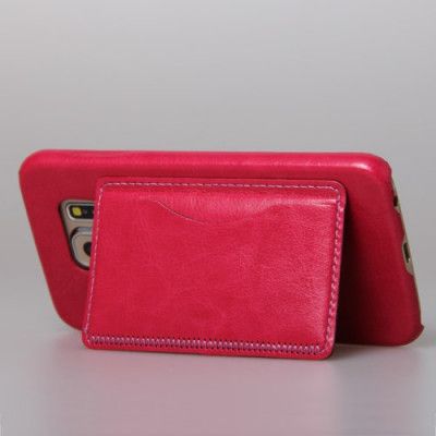 Kick-Stand Skal med Kortfack till Samsung Galaxy S6 - Magenta