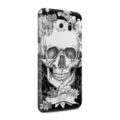 Skal till Samsung Galaxy S6 - Blommig dödskalle - Svartvit