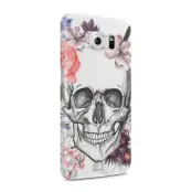 Skal till Samsung Galaxy S6 - Blommig dödskalle - Vit