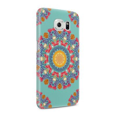 Skal till Samsung Galaxy S6 - Blommigt mönster - Turkos