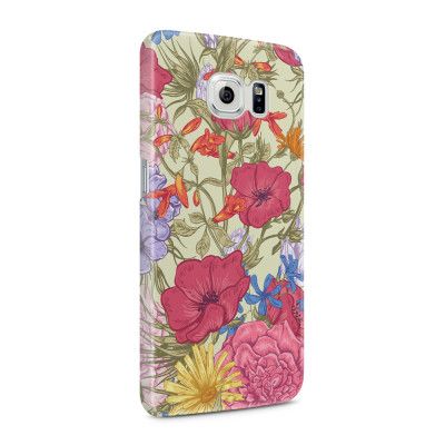 Skal till Samsung Galaxy S6 - Blommor - Beige