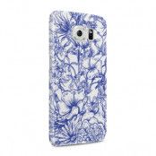 Skal till Samsung Galaxy S6 - Blommor - Blå/Vit