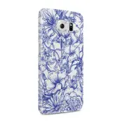 Skal till Samsung Galaxy S6 - Blommor - Blå/Vit