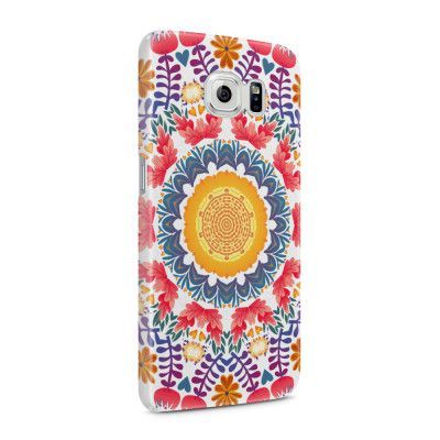 Skal till Samsung Galaxy S6 - Blommor Cirkel - Gul