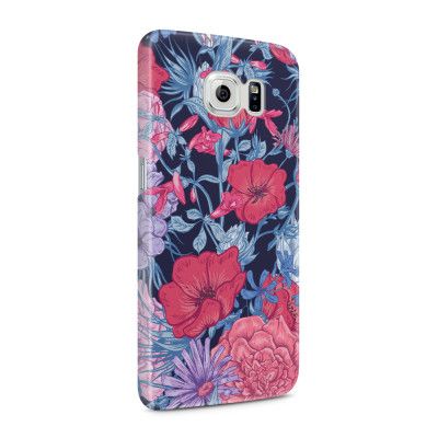 Skal till Samsung Galaxy S6 - Blommor - Svart