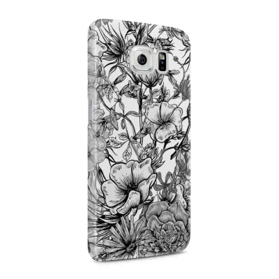 Skal till Samsung Galaxy S6 - Blommor - Svart/Vit
