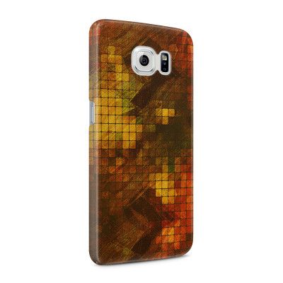 Skal till Samsung Galaxy S6 - Borstat rutor - Röd