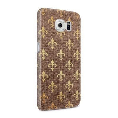 Skal till Samsung Galaxy S6 - Canvas Blommor - Guld/Brun