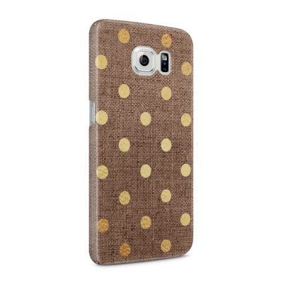 Skal till Samsung Galaxy S6 - Canvas Polka - Guld/Brun