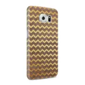 Skal till Samsung Galaxy S6 - Canvas Ränder - Guld/Brun