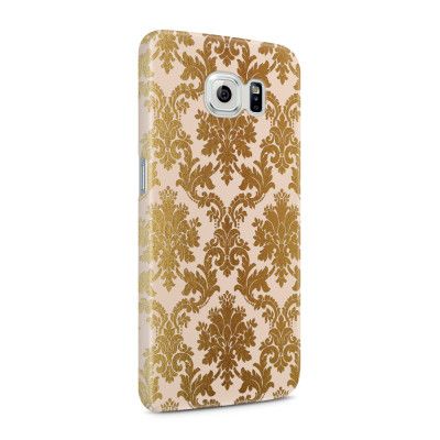 Skal till Samsung Galaxy S6 - Damask - Guld/Persika