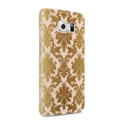 Skal till Samsung Galaxy S6 - Damask - Guld/Persika