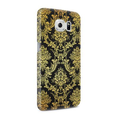 Skal till Samsung Galaxy S6 - Damask - Guld/Svart