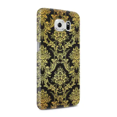 Skal till Samsung Galaxy S6 - Damask - Guld/Svart