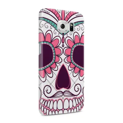 Skal till Samsung Galaxy S6 - Glad dödskalle - Rosa