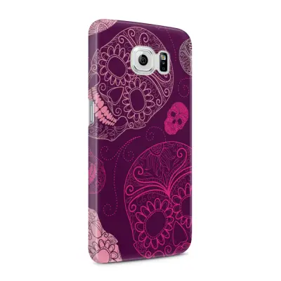 Skal till Samsung Galaxy S6 - Glada dödskallar - Lila