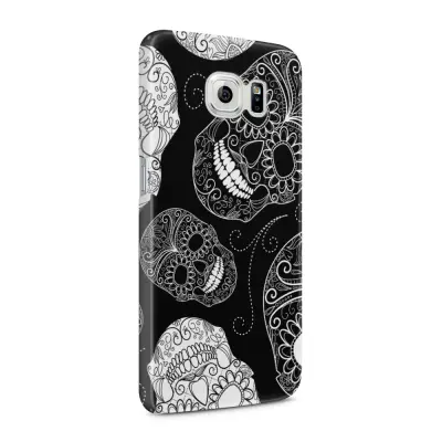 Skal till Samsung Galaxy S6 - Glada dödskallar - Svart