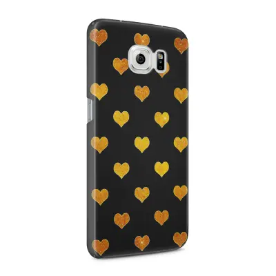 Skal till Samsung Galaxy S6 - Hjärtan - Guld/Svart