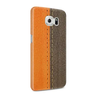 Skal till Samsung Galaxy S6 - Läder - Orange/Brun