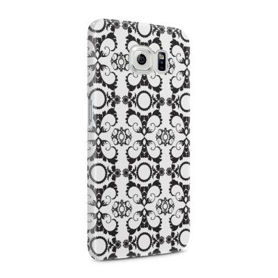 Skal till Samsung Galaxy S6 - Mönstrad tapet - Vit/Svart