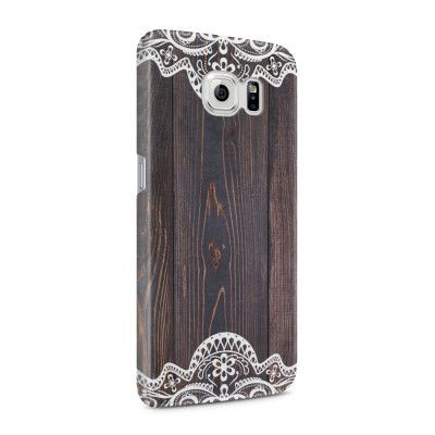 Skal till Samsung Galaxy S6 - Mörkt trä med spetsmönster
