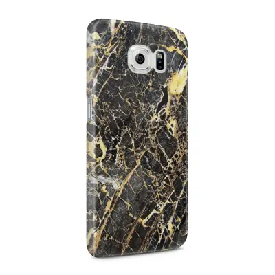 Skal till Samsung Galaxy S6 - Marble - Svart/Gul