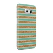 Skal till Samsung Galaxy S6 - Ränder - Guld/Grön