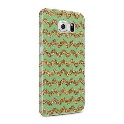 Skal till Samsung Galaxy S6 - Ränder - Guld/Grön