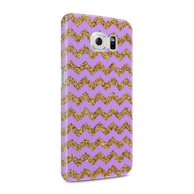 Skal till Samsung Galaxy S6 - Ränder - Guld/Lila