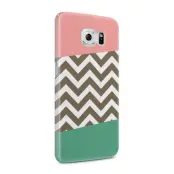 Skal till Samsung Galaxy S6 - Ränder - Mörkgrön/Rosa
