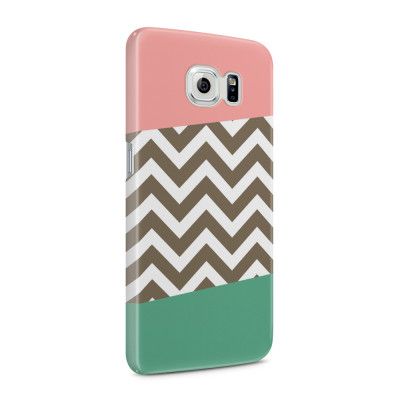 Skal till Samsung Galaxy S6 - Ränder - Mörkgrön/Rosa